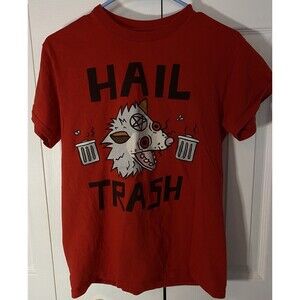 Spencer’s Red Hail Trash Graphic Short Sleeve T-Shirt Unisex Size Small